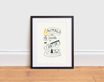 Vegan Kunstdruck: Tierrechte Poster - Recyclingpapier
