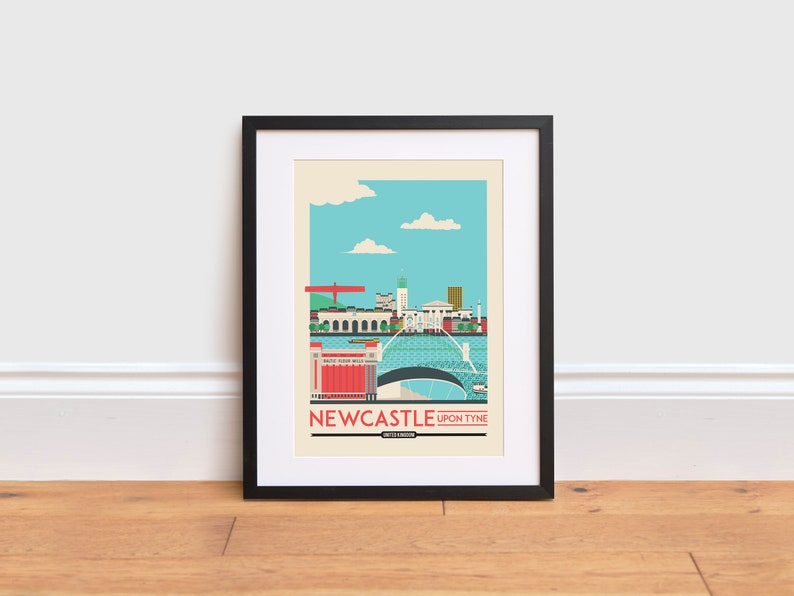Newcastle upon Tyne Print England Poster Travel Poster Etsy