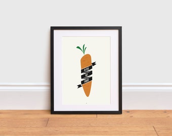 Veganes Poster: In Veg We Trust, Karotte Kunstdruck - A3 Recyclingpapier