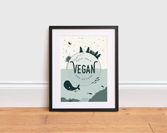 Vegan Inspiration Zitat Poster: Erde Illustration, Recyclingpapier