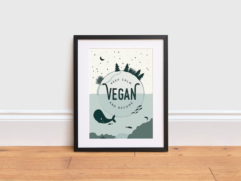 Vegan Print Vegan Gift Go Vegan Vegan Vibes Vegan Wall Etsy