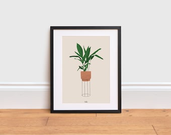 Cast Iron Plant Illustration - Indoor plant | Houseplant Print | Plant Poster