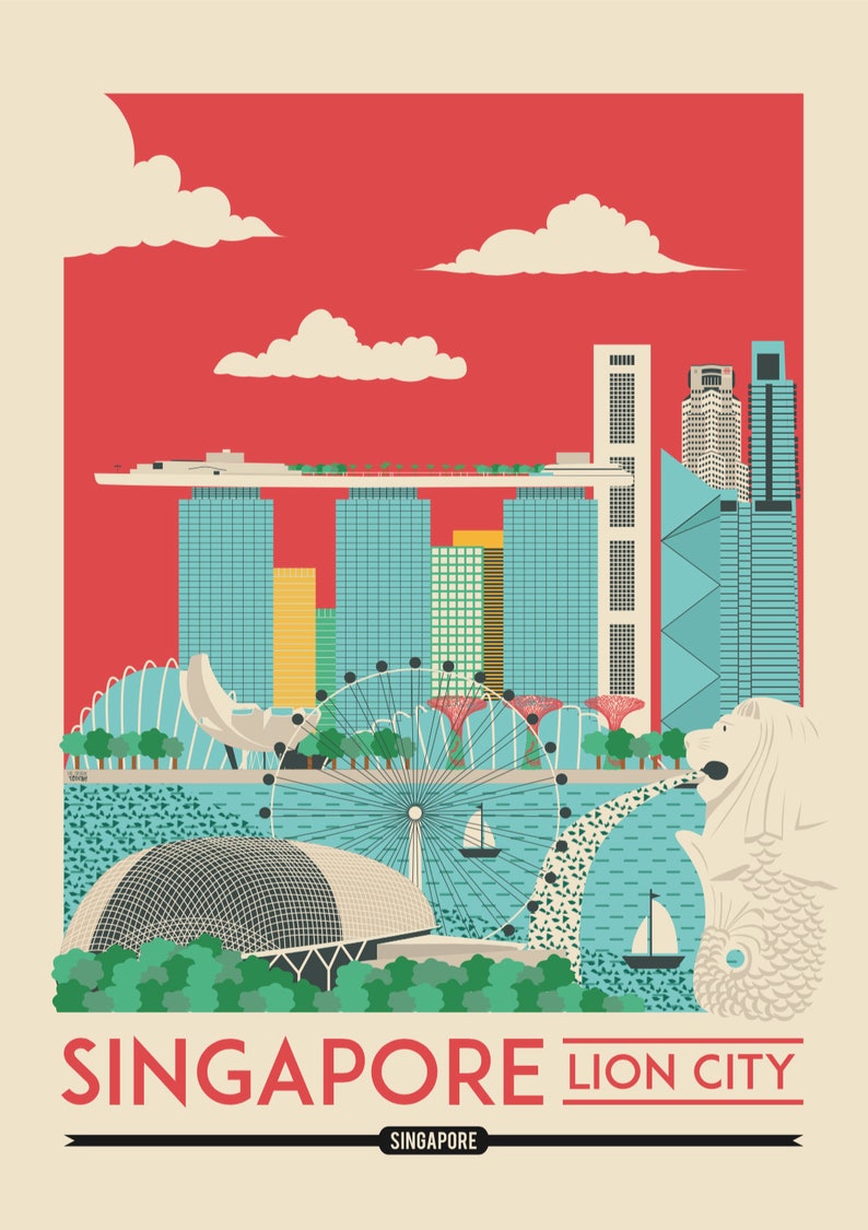 Singapore Print Singapore Poster Singapore Wall Art Print Etsy