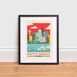 Impresión de Seattle - Póster del estado de Washington - Póster de EE. UU. / Póster de viaje