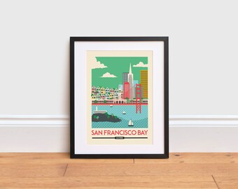 San Francisco Illustration Print: Golden Gate, Painted Ladies