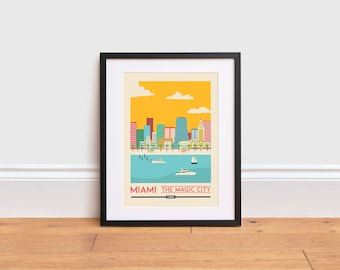 Miami Reiseposter: Florida Skyline Kunstdruck
