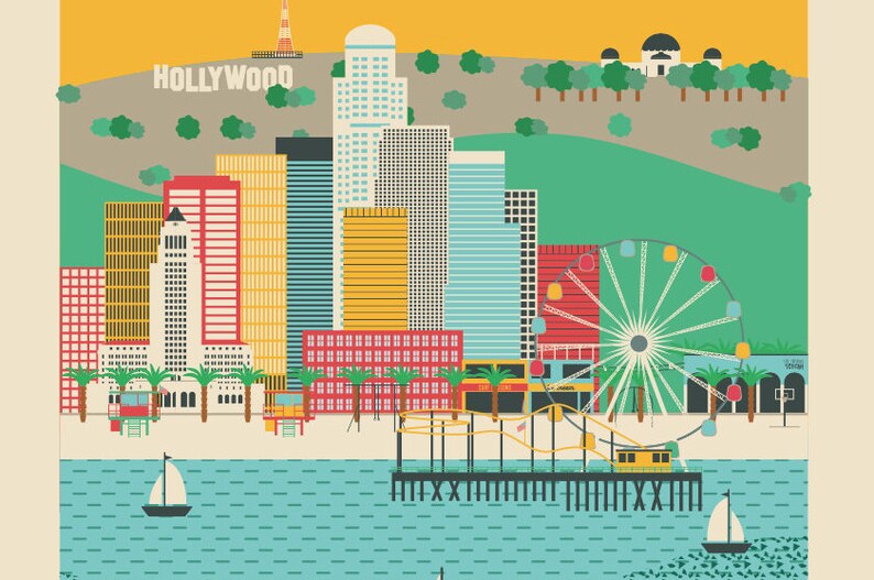 Los Angeles Print Los Angeles Poster LA Print USA Poster Etsy