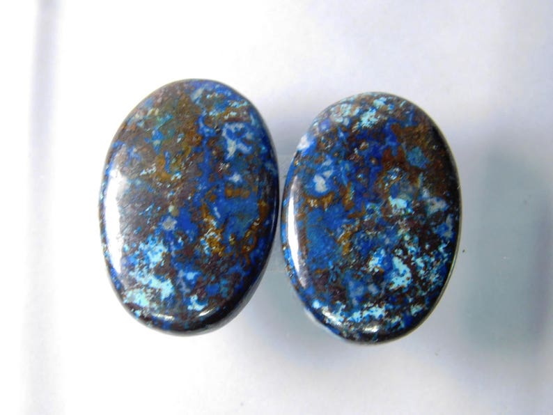 Matched pair Shattuckite Azurite gemstone R-2556 Natural Azurite pair loose gemstone 43 Cts Natural Shattuckite Azurite cabochon