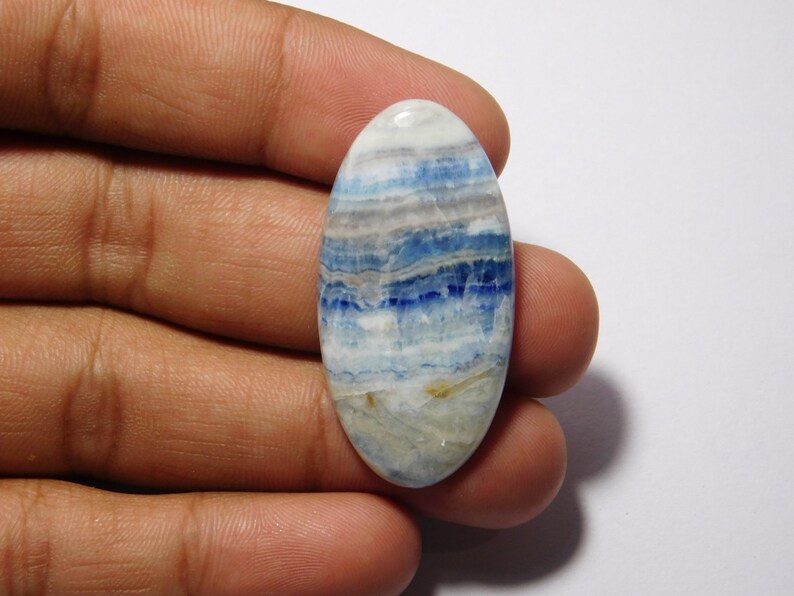 Handcraft Loose Stone For Jewelry Making Top Quality Blue Scheelite Cabochon Genuine Natural Blue Scheelite Gemstone 84 Ct 44X30 mm #4681