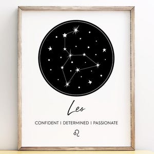 Leeuw sterrenbeeld kunst afdrukbare, astrologie kunst aan de muur, afdrukbare Leeuw, digitale Instant Download afdrukbare muurkunst