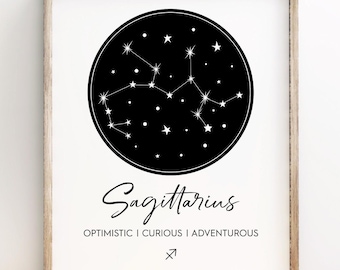 Sagittarius Constellation Art Printable, Astrology Wall Art, Sagittarius Printable, Digital Instant Download Printable Wall Art
