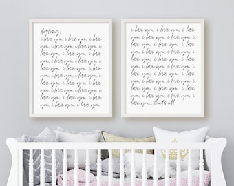 Darling I Love You Print Set, Set Of 2 Prints, I Love You I Love You I Love You, Minimalist Digital Instant Download Printable Wall Art