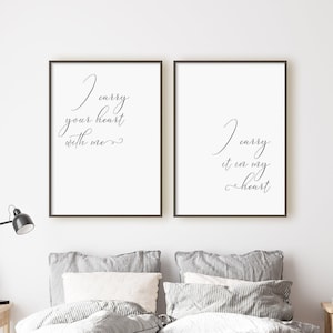 I Carry Your Heart With Me Printable, Set Of 2 Prints, I Carry It In My Heart, Minimalist Digital Instant Download Printable Wall Art