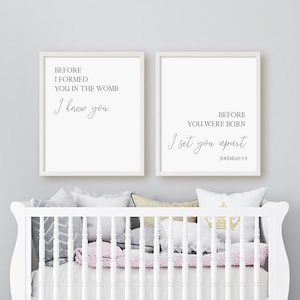 Before I Formed You In The Womb I Knew You Print Set, Set Of 2 Prints, Jeremiah 1:5, Minimalist Instant Download Printable Wall Art