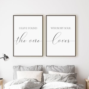 I Have Found The One Whom My Soul Loves Print Set, Set Of 2 Prints, Romantic Wall Art, Minimalist Instant Download Printable Wall Art