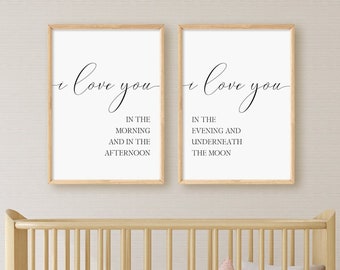 I Love You In The Morning And In The Afternoon Print Set, Skidamarink Song, Set Of 2 Prints, Minimalist Instant Download Printable Wall Art