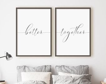 Impresión "Better Together", juego de 2 impresiones, arte de pared minimalista imprimible de descarga instantánea
