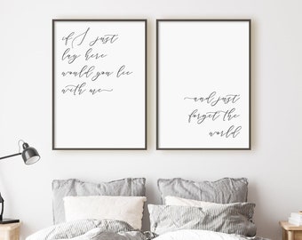 If I Just Lay Here Would You Lie With Me And Just Forget The World Print Set, Set Of 2 Prints, Instant Download Digital Printable Wall Art