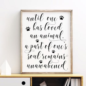 Until One Has Loved An Animal Printable Quote, A Part Of One's Soul Remains Unawakened, Anatole France Quote, Instant Download Wall Art
