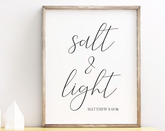 Salt And Light Printable, Matthew 5:13-16, Digital Instant Download Printable Wall Art
