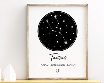 Taurus Constellation Art Print, Digital Instant Download Printable Wall Art