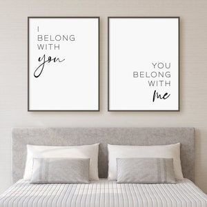 I Belong With You, You Belong With Me, Print Set, Set Of 2 Prints, Romantic Wall Art, Minimalist Digital Instant Download Printable Wall Art