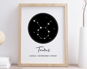 Taurus Art Print, Taurus Symbol Wall Art, Digital Instant Download Printable Wall Art