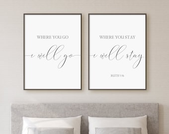 Where You Go I Will Go, Where You Stay I Will Stay Print Set, Set Of 2 Prints, Ruth 1 16, Digital Instant Download Printable Wall Art