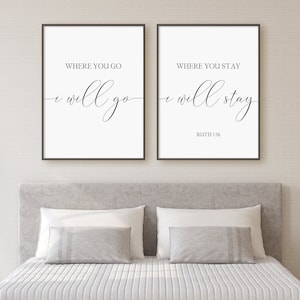 Where You Go I Will Go, Where You Stay I Will Stay Print Set, Set Of 2 Prints, Ruth 1 16, Digital Instant Download Printable Wall Art