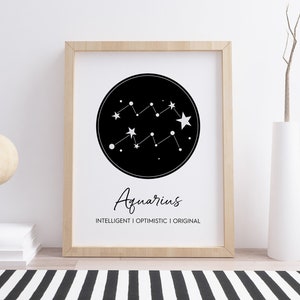 Aquarius Art Print, Aquarius Symbol Wall Art, Digital Instant Download Printable Wall Art