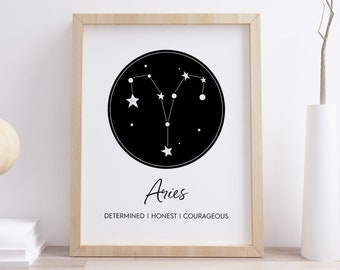 Aries Art Print, Aries Symbol Wall Art, Digital Instant Download Printable Wall Art