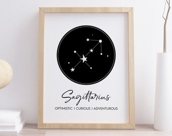 Sagittarius Art Print, Sagittarius Symbol Wall Art, Digital Instant Download Printable Wall Art