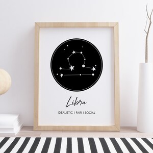 Libra Art Print, Libra Symbol Wall Art, Digital Instant Download Printable Wall Art