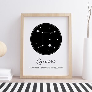 Gemini Art Print, Gemini Symbol Wall Art, Digital Instant Download Printable Wall Art