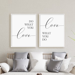 Do What You Love Love What You Do Print Set, Set Of 2 Prints, Quote About Love, Minimalist Digital Instant Download Printable Wall Art