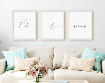 Let It Snow Print Set, Set Of 3 Prints, Winter Wall Art, Christmas Wall Decor, Winter Decor, Digital Minimalist Instant Download Wall Art