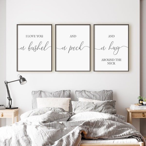 I Love You A Bushel And A Peck And A Hug Around The Neck Print Set, Set Of 3 Prints, Instant Download Digital Printable Wall Art