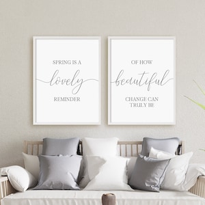 Frühling ist eine schöne Erinnerung daran, wie schön Veränderung wirklich sein kann Druckset, Set von 2 Drucke, digitale Sofort Download druckbare Wandkunst
