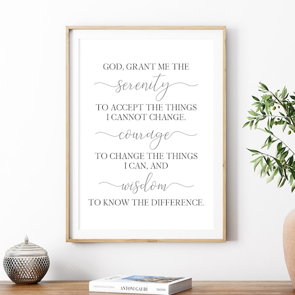 Serenity Prayer Printable, Digital Instant Download Printable Wall Art