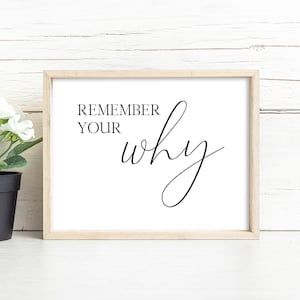 Remember Your Why Printable, Home Gym Poster, Home Office Wall Art, Motivational Wall Art, Digital Instant Download Printable Wall Art