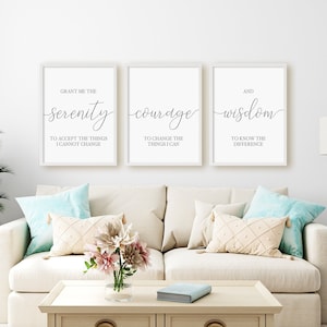 Serenity Gebet Print-Set, Set von 3 Drucke, digitale Sofort Download druckbare Wandkunst
