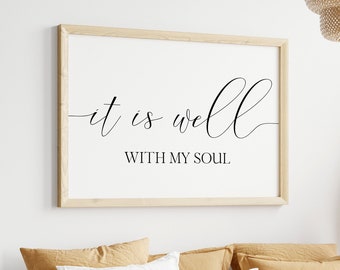 It Is Well With My Soul Print, Christian Wall Art, Hymn Wall Art, Digital Instant Download Printable Horizontal Wall Art