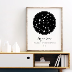 Constellation du Verseau d'art imprimable, art mural astrologie, Verseau imprimable, art mural imprimable en téléchargement numérique