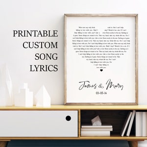 Heart Shaped Custom Wedding Song Lyrics Printable