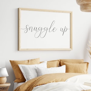 Snuggle Up Printable, Couple Master Bedroom Wall Decor, Fall Printable Sign For Above Bed, Digital Instant Download Printable Wall Art