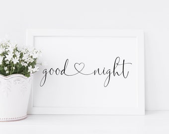 Good Night Printable Sign, Nursery Wall Art, Above Crib Printable Sign, Above Bed Wall Art, Digital Instant Download Printable Wall Art