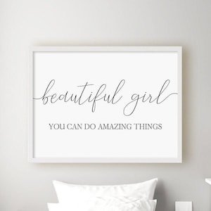 Beautiful Girl You Can Do Amazing Things Printable, Teen Girl Room Decor, Affirmation Instant Download Printable Horizontal Digital Wall Art