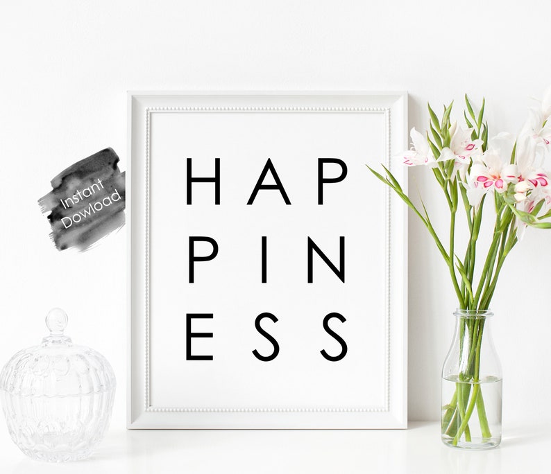 Happiness Printable Wall Art Instant Download Etsy