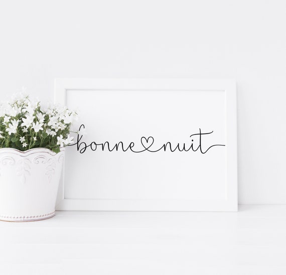 Bonne Nuit Printable Minimalist Digital Instant Download Wall - Etsy