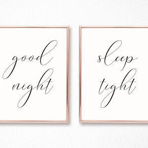 Good Night Sleep Tight Print Set, Set Of 2 Prints, Nursery Wall Art, Bedroom Prints, Minimalist Digital Instant Download Printable Wall Art image 4